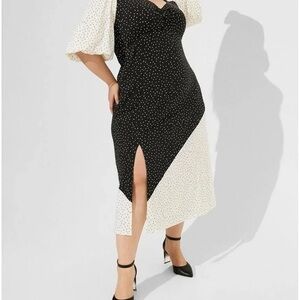 Torrid Maxi Studio Knit Mix Print Dress Black Ivory Plus Size